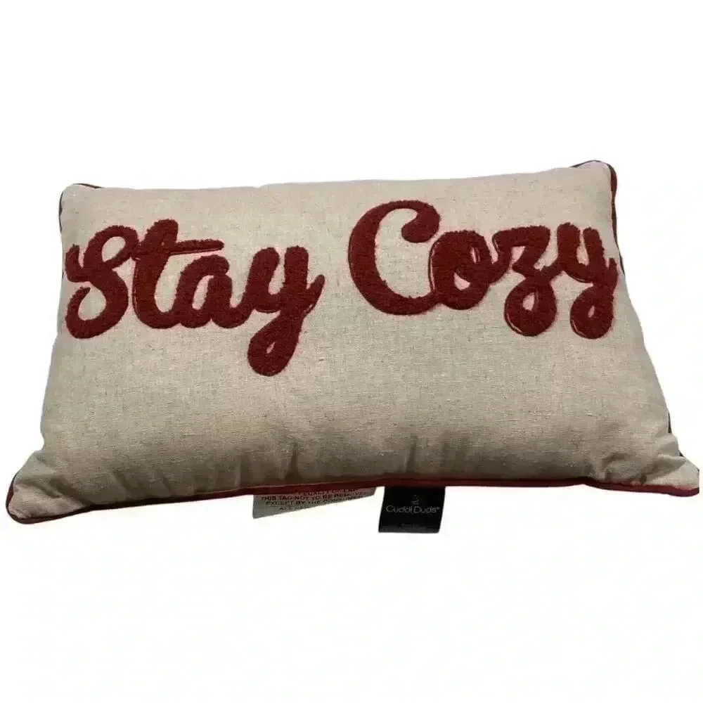 Cuddl Duds Stay Cozy Decorative Throw Pillow Dark Red Taupe 12 in X 18 in